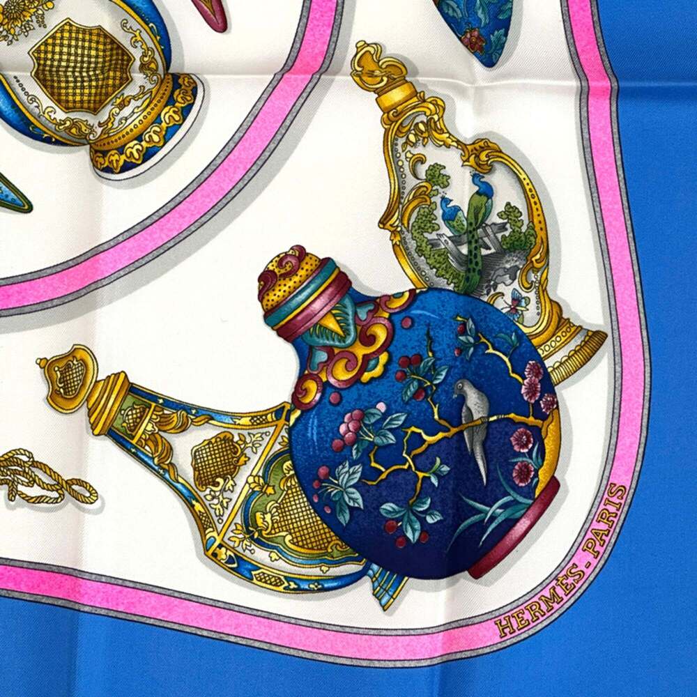 HERMES Authentic Blue Silk Scarf - Picture 3 of 12